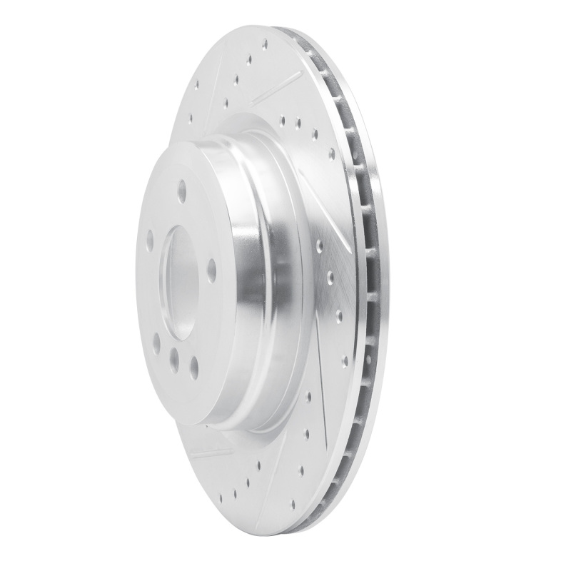 BMW 335i xDrive Brake Rotor (1) - Rear Left - R1 Concepts - Drilled & Slotted - Silver - `06-`15